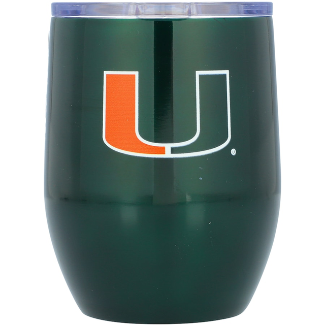 Vaso de viaje de acero inoxidable curvo de 16 oz de los Miami Hurricanes