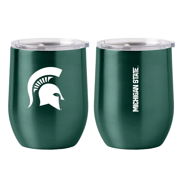 Vaso de viaje de acero inoxidable curvado de 16 oz de los Spartans de Michigan State