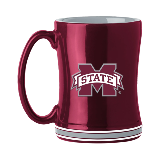 Taza de café Mississippi State Bulldogs de 14 oz con diseño de equipo de relevo esculpido