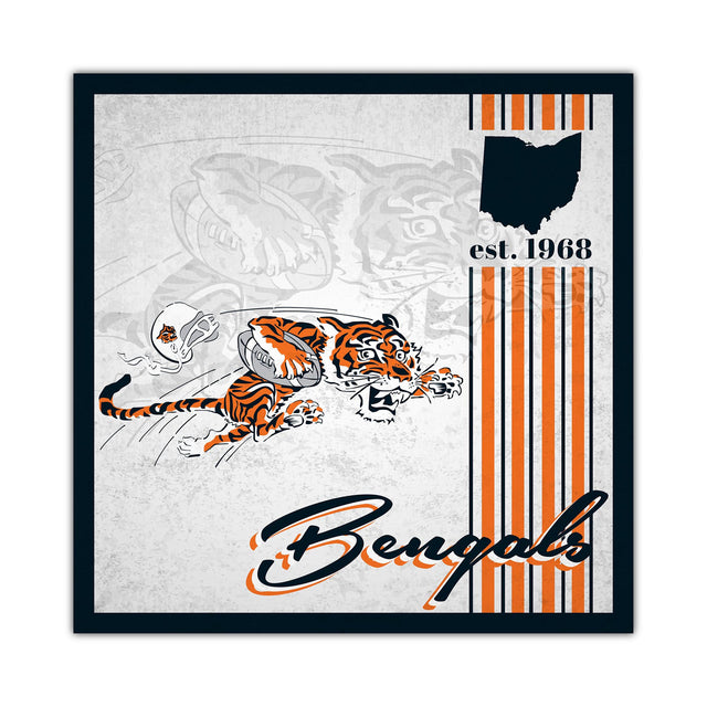 Cartel de madera de los Cincinnati Bengals de 10 x 10 pulgadas con diseño de álbum