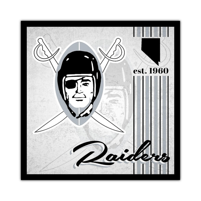 Letrero de madera de 10 x 10 de los Raiders de Las Vegas con diseño de álbum