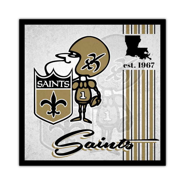 Letrero de madera de los New Orleans Saints de 10 x 10 pulgadas con diseño de álbum