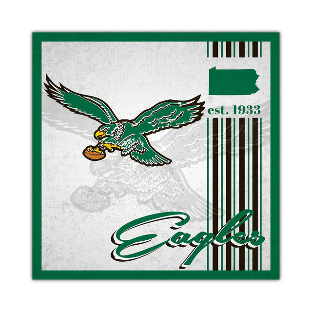 Cartel de madera de los Philadelphia Eagles de 10 x 10 pulgadas con diseño de álbum