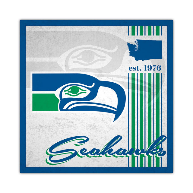 Letrero de madera de los Seattle Seahawks de 10 x 10 pulgadas con diseño de álbum