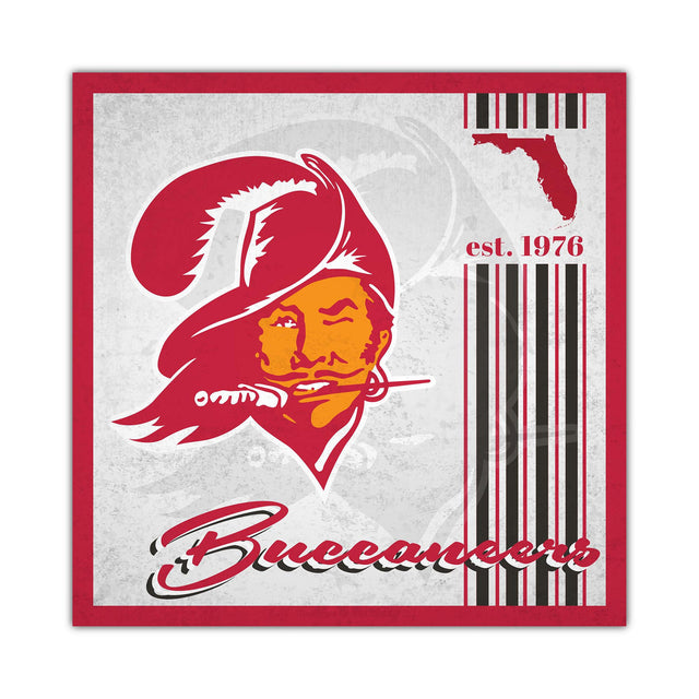 Cartel de madera de 10 x 10 de los Tampa Bay Buccaneers con diseño de álbum