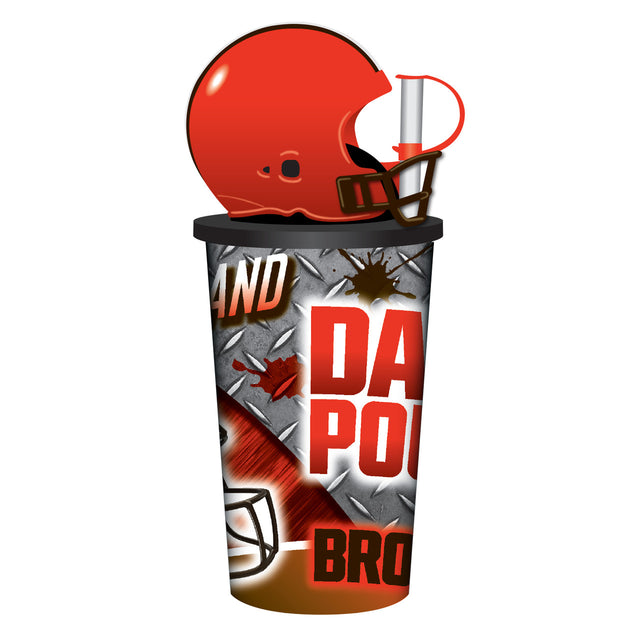 Vaso de plástico con pajita de 32 oz con forma de casco de los Cleveland Browns