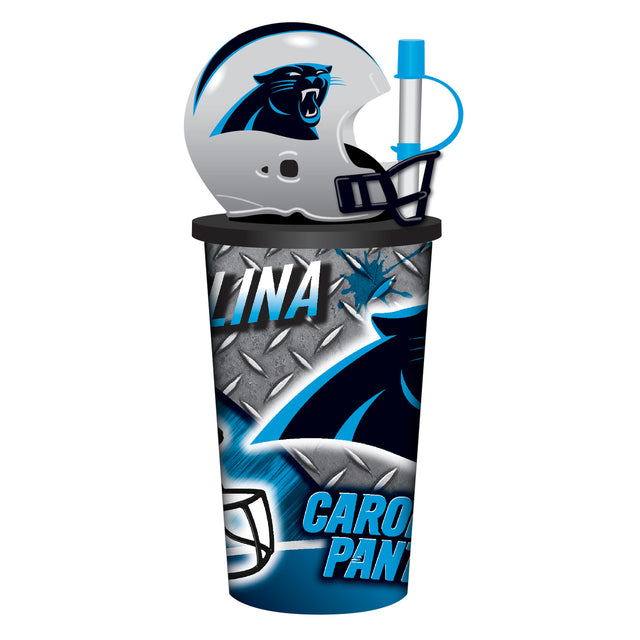 Vaso de plástico con pajita de 32 oz con forma de casco de los Carolina Panthers