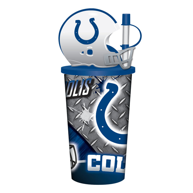 Vaso de plástico con pajita de los Indianapolis Colts de 32 oz con forma de casco