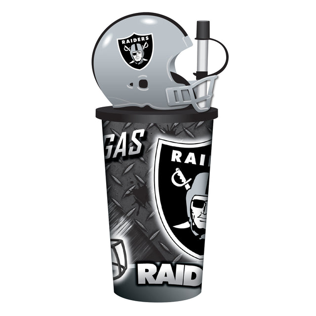 Vaso de plástico con pajita de 32 oz con forma de casco de los Raiders de Las Vegas