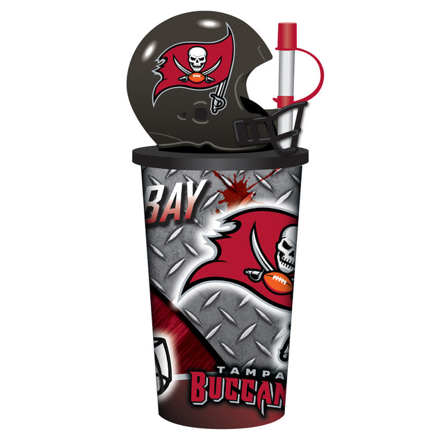 Vaso de plástico con pajita de 32 oz con forma de casco de los Tampa Bay Buccaneers