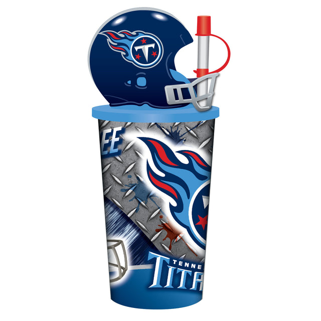 Vaso de plástico con pajita de 32 oz con forma de casco de los Tennessee Titans