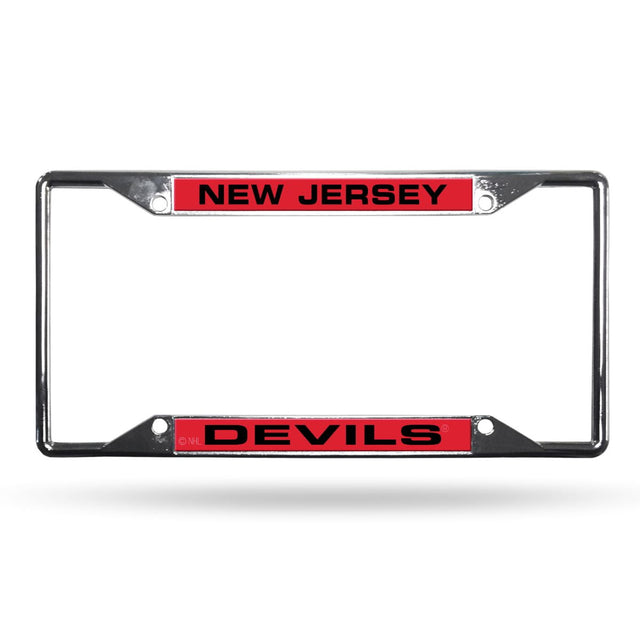 New Jersey Devils License Plate Frame Chrome EZ View