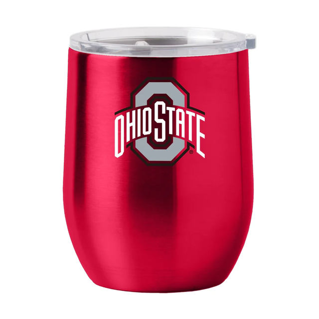 Vaso de viaje de acero inoxidable curvo de 16 oz de Ohio State Buckeyes