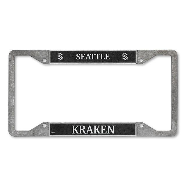 Seattle Kraken 4-Corner Pewter Style License Plate Frame