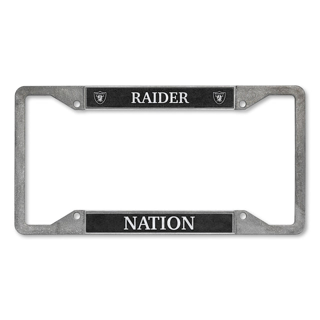 Las Vegas Raiders "Raider Nation" 4-Corner Pewter Style License Plate Frame