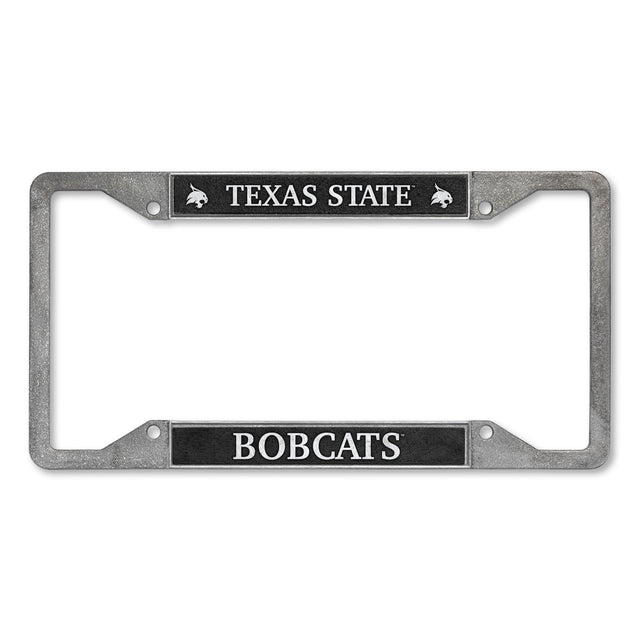 Marco para matrícula de peltre de cuatro esquinas de los Texas State Bobcats