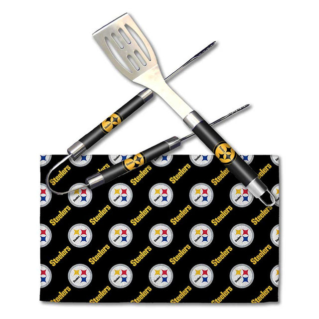 Juego de utensilios para barbacoa de 3 piezas de los Pittsburgh Steelers