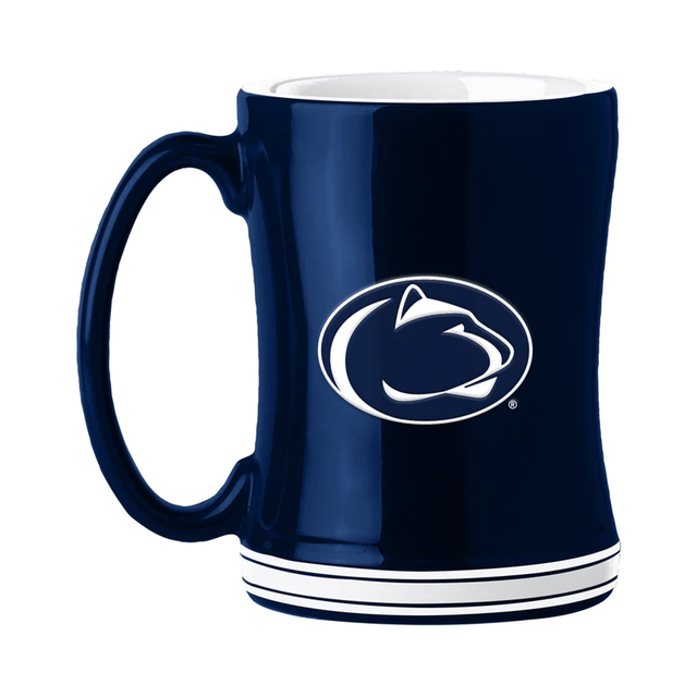 Taza de café de 14 oz de los Penn State Nittany Lions con el color del equipo de relevo esculpido