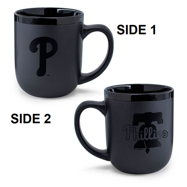 Taza de café de los Philadelphia Phillies, 17 oz, color negro mate