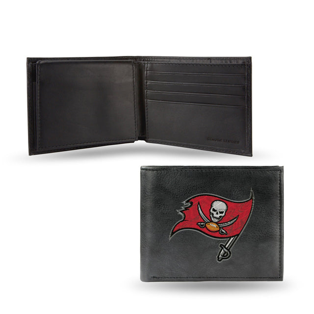 Billetera de cuero con bordados negros de los Tampa Bay Buccaneers