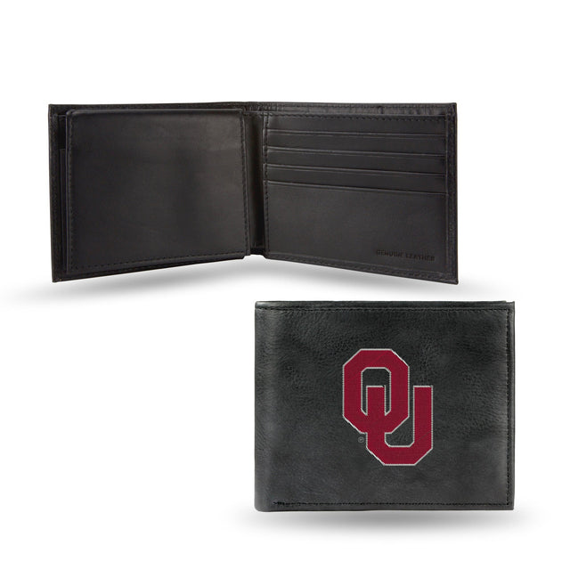 Oklahoma Sooners Wallet Billfold Leather Embroidered Black