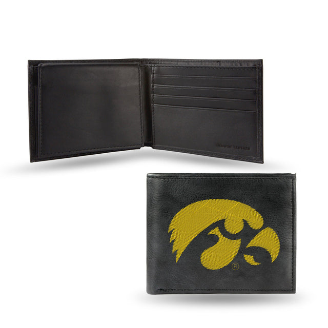 Billetera de piel con bordados negros de Iowa Hawkeyes