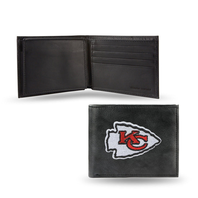 Billetera de cuero con bordados negros de los Kansas City Chiefs