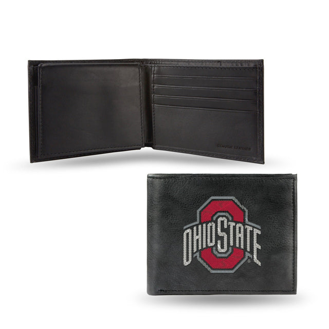 Billetera de cuero con bordados negros de Ohio State Buckeyes