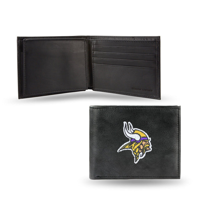 Billetera de cuero con bordados negros de los Minnesota Vikings