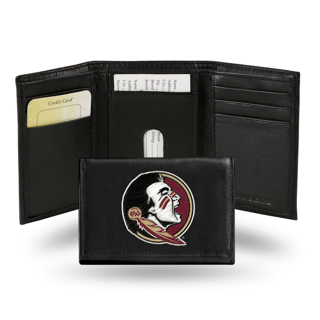 Cartera de cuero con tres pliegues de los Florida State Seminoles bordada