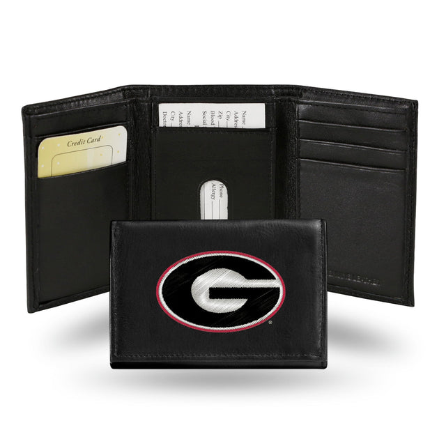 Cartera de cuero con tres pliegues de los Georgia Bulldogs bordada