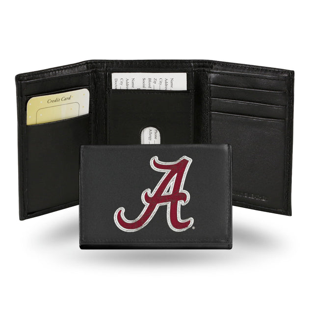 Cartera de cuero con tres pliegues y bordados de Alabama Crimson Tide