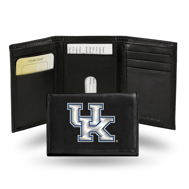 Cartera de cuero con tres pliegues de los Kentucky Wildcats bordada