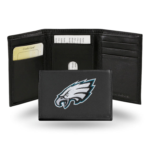 Cartera de cuero con tres pliegues de los Philadelphia Eagles bordada