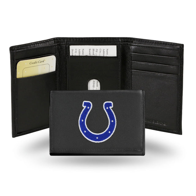 Cartera de cuero con tres pliegues de los Indianapolis Colts bordada