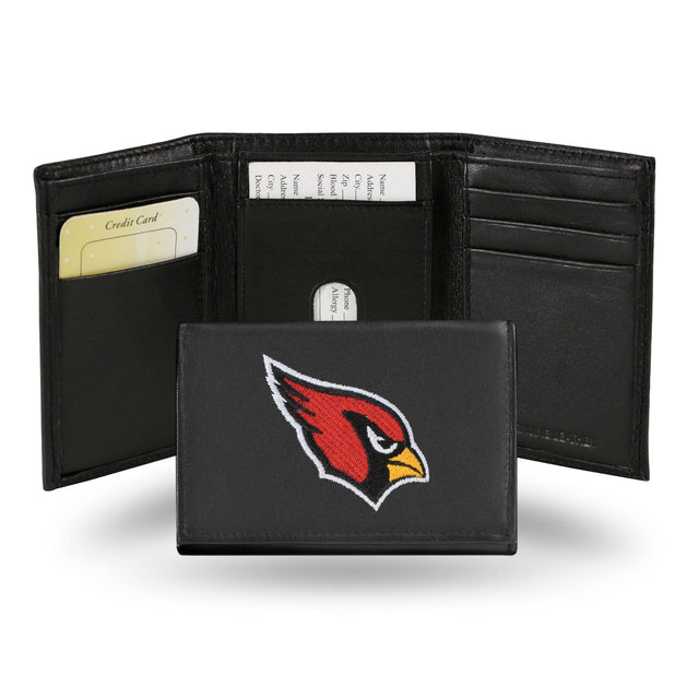 Cartera de cuero con tres pliegues de los Arizona Cardinals bordada