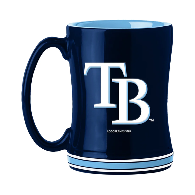 Taza de café de los Tampa Bay Rays de 14 oz con el color del equipo de relevo esculpido