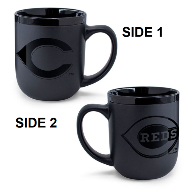 Taza de café de los Cincinnati Reds, 17 oz, color negro mate