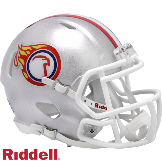 Réplica del casco Liberty Flames de Riddell en estilo mini Speed, diseño de águila plateada