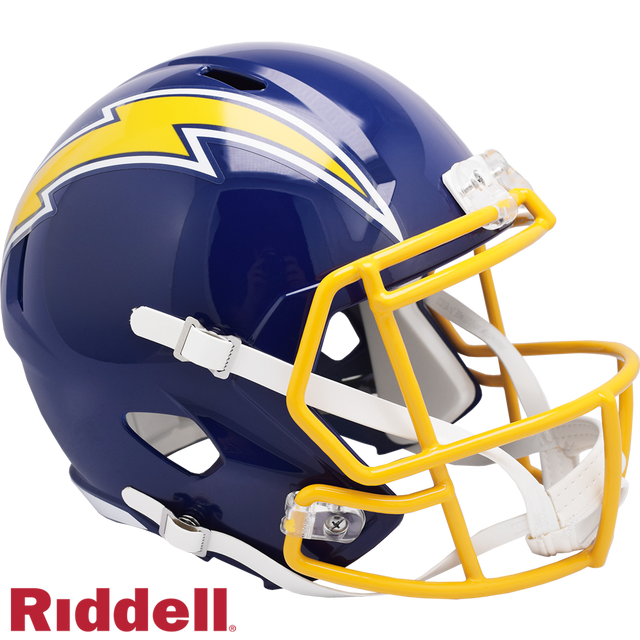 Casco Riddell de Los Angeles Chargers, réplica en tamaño completo, estilo Speed, 1974-1987, en caja