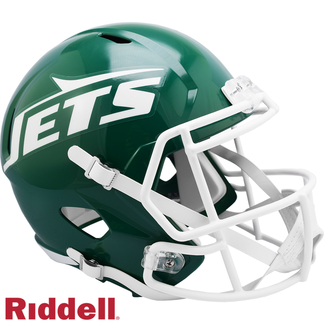 Réplica de casco Riddell de los New York Jets, tamaño completo, estilo Speed, 1978-1989, en caja