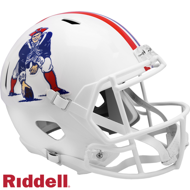 Réplica de casco Riddell de los New England Patriots, tamaño completo, estilo Speed, 1982-1989, en caja
