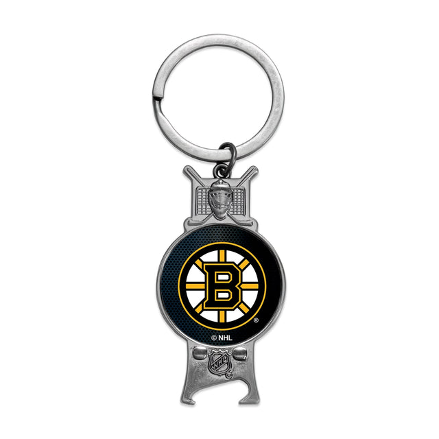 Llavero con abrebotellas esculpido de los Boston Bruins