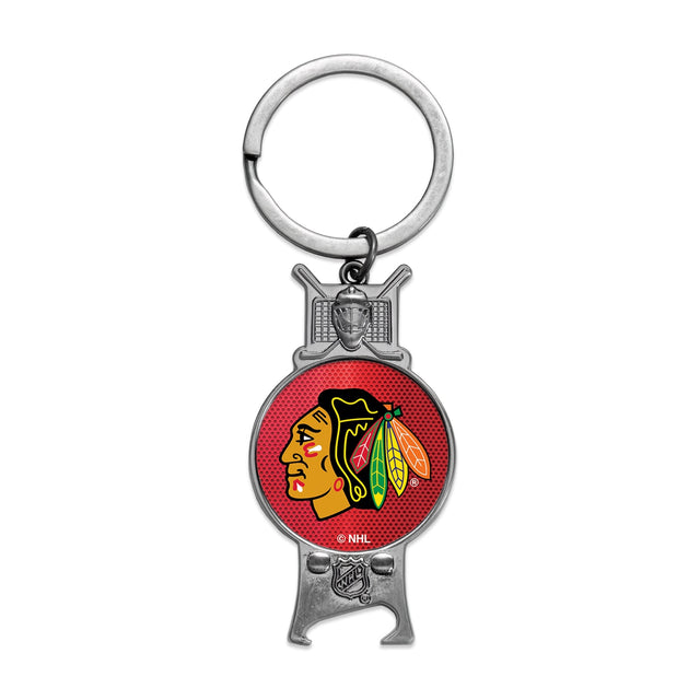 Llavero con abrebotellas esculpido de los Chicago Blackhawks