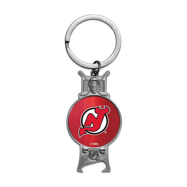 Llavero con abrebotellas esculpido de los New Jersey Devils