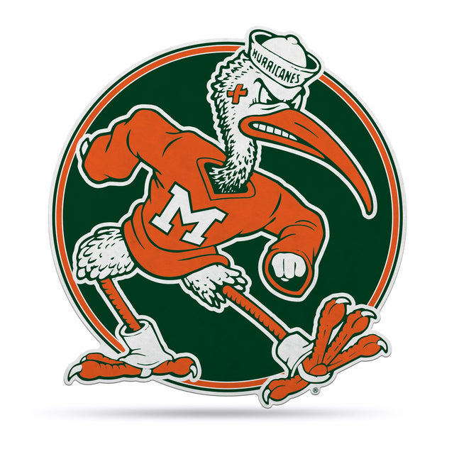 Diseño de mascota recortado con forma de banderín de los Miami Hurricanes