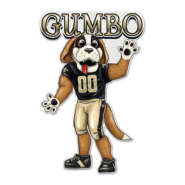 Diseño de mascota con forma de banderín de los New Orleans Saints cortado a medida