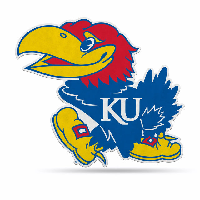 Diseño de logotipo recortado con forma de banderín de los Kansas Jayhawks