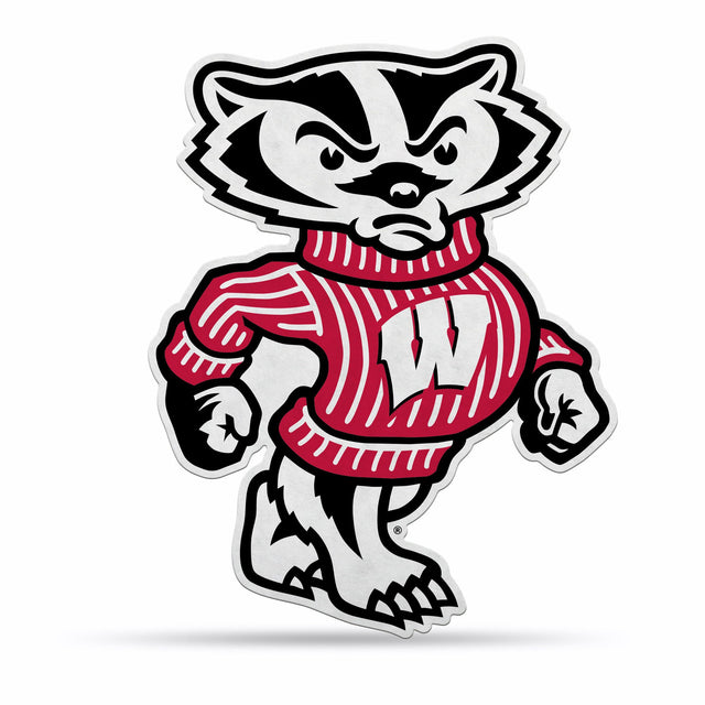 Diseño de mascota recortado con forma de banderín de los Wisconsin Badgers