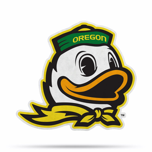 Diseño de mascota con forma de banderín de los Oregon Ducks cortado a medida